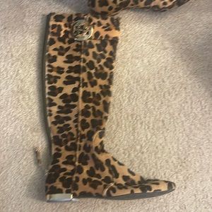 Tory Burch Ponyhair animal print riding boots